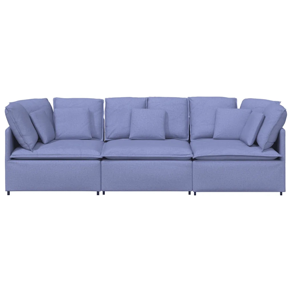 Divano Modulare con Cuscini in Tessuto Jeans Blu 3321277
