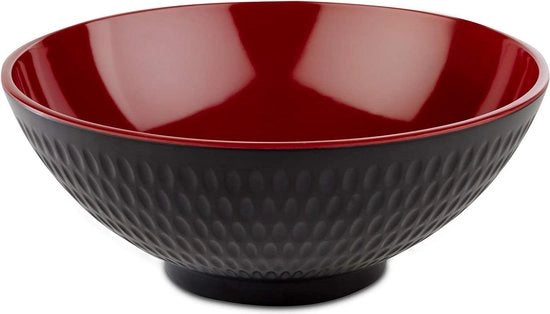 Bowl in Melamina Infrangibile Nero, Confezione a Slancio Rosso, Ø 20 cm, 11 L.