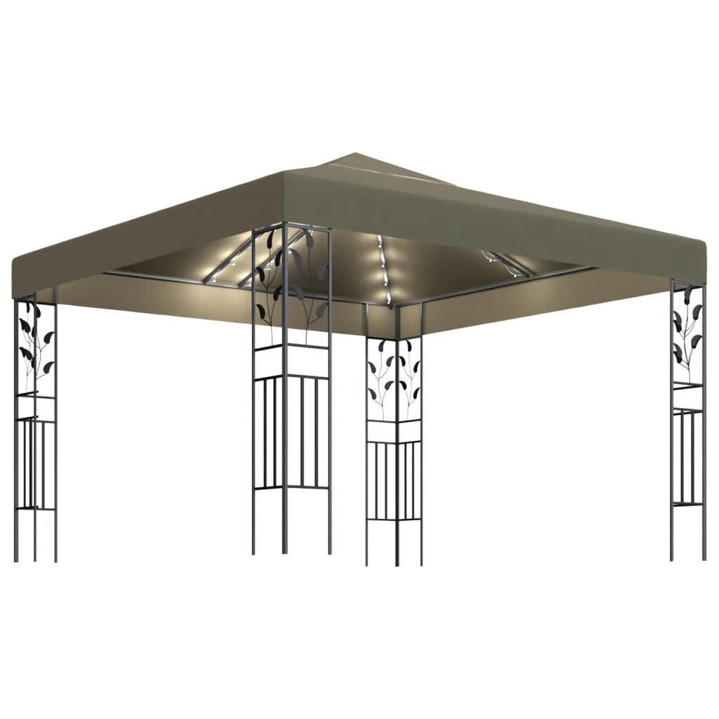 Gazebo | Pergolato con Luci LED a Stringa 3x3 m Grigio Talpa
