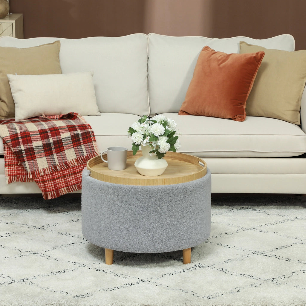 Pouf imbottito ¨C Minimal ¨C Grigio, Tessuto, 56x56x42 cm