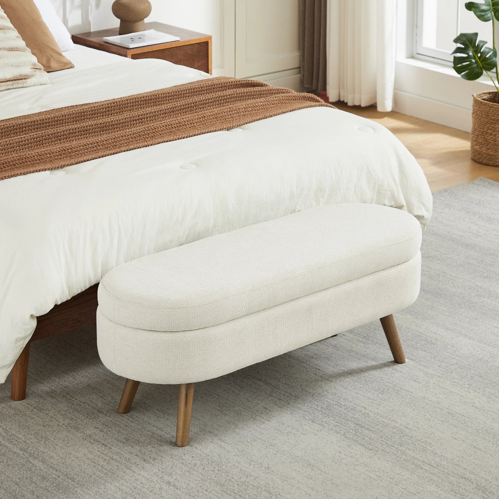 Panca con Vano Contenitore Salvaspazio ¨C MINIMAL ¨C Tessuto Chenille, 110 cm