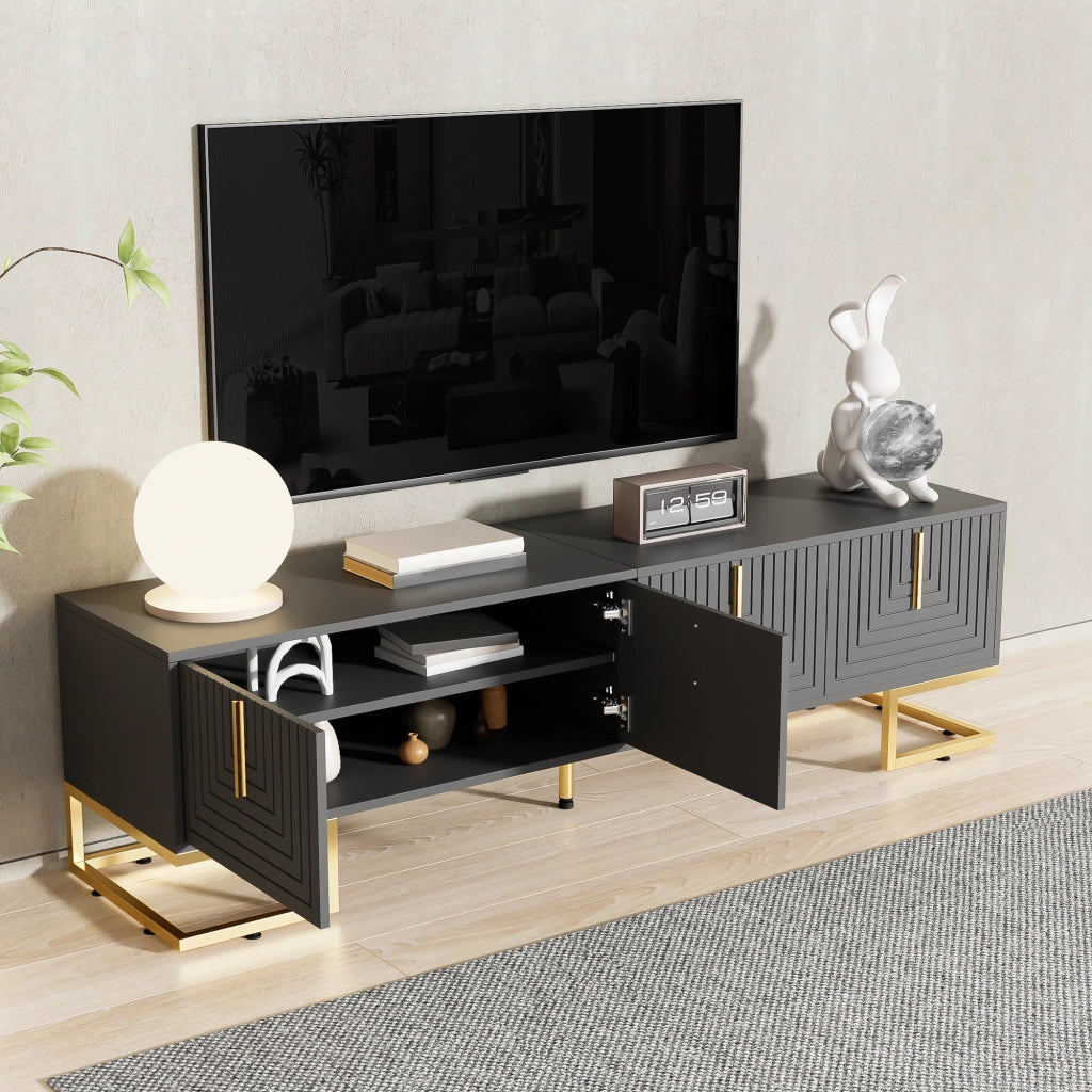 Cassettiera per TV grigia in truciolato lunga 170 cm