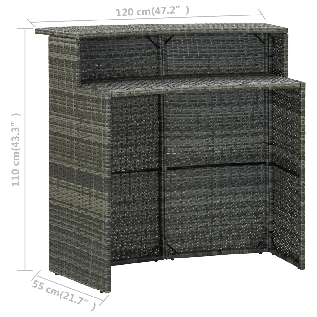 Set Bar da Giardino 5 pz | Set Salotto da Giardino con Cuscini Grigio