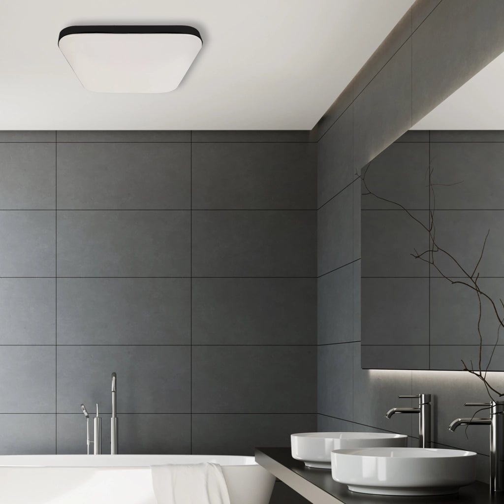 Plafoniera LED quadrata 33cm 16W con sensore Nero Milagro