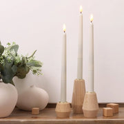 Set di candele in legno per candele coniche - set da 3 - lusso - decorativo