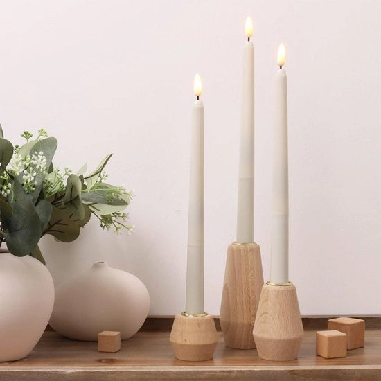 Set di candele in legno per candele coniche - set da 3 - lusso - decorativo