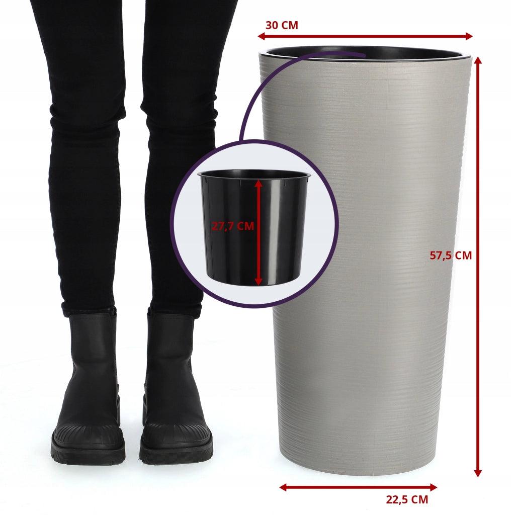 Vaso da fiori KADAX, coprivaso, alto, 57 cm, con inserto, per soggiorno, grigio