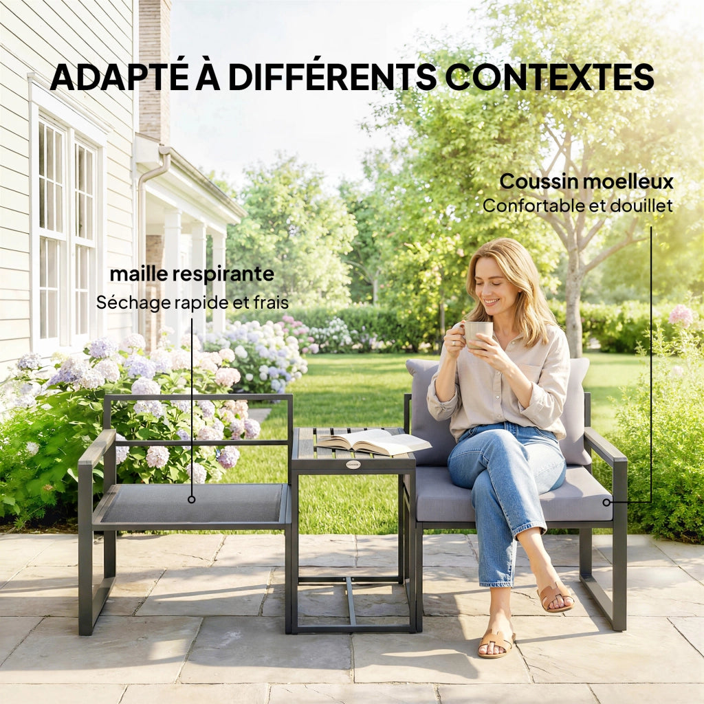 Set giardino 3 pezzi ¨C zephmum ¨C grigio, polyrattan