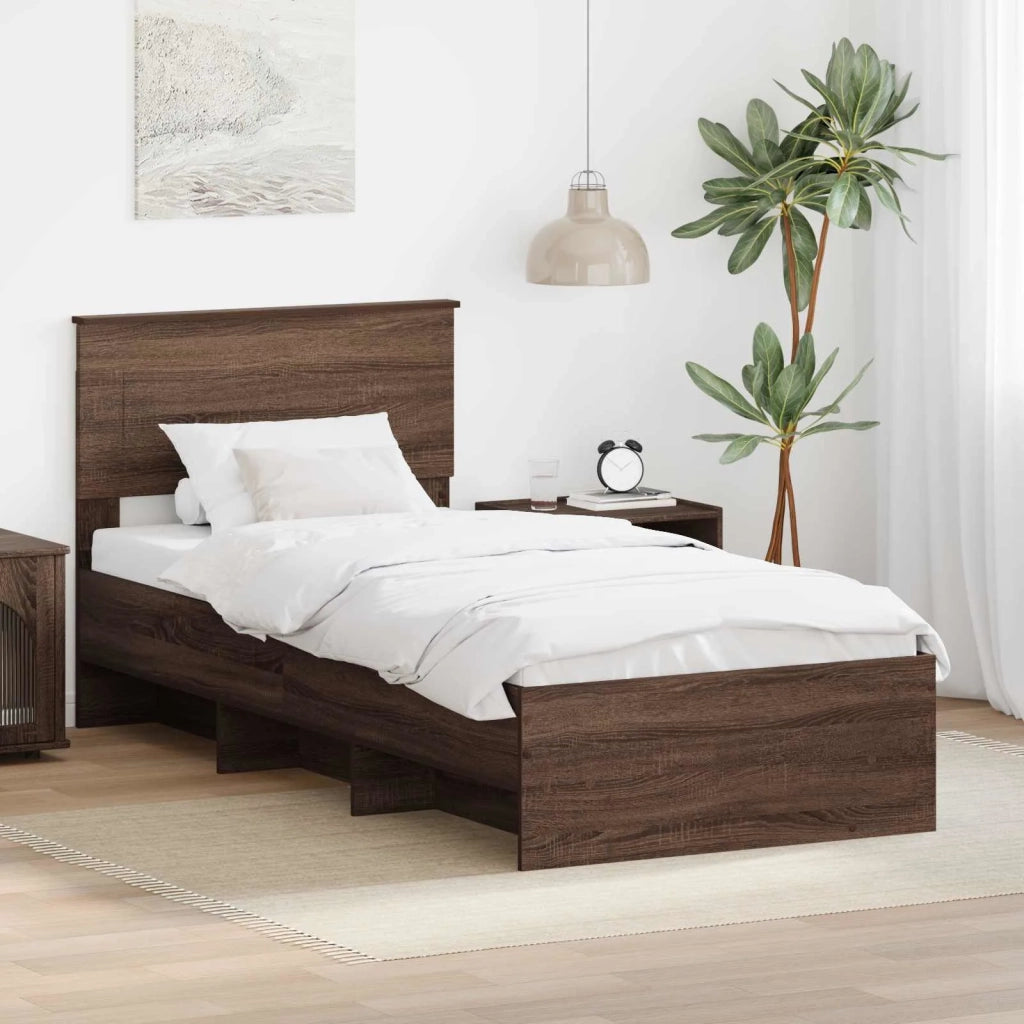 Struttura del letto con testiera Rovere Marrone 80 x 200 cm 3408906