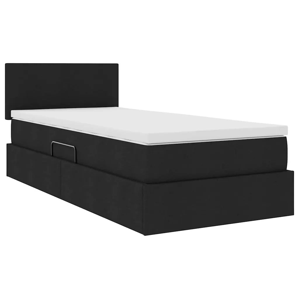 Letto con contenitore e materasso Nero 100 x 200 cm