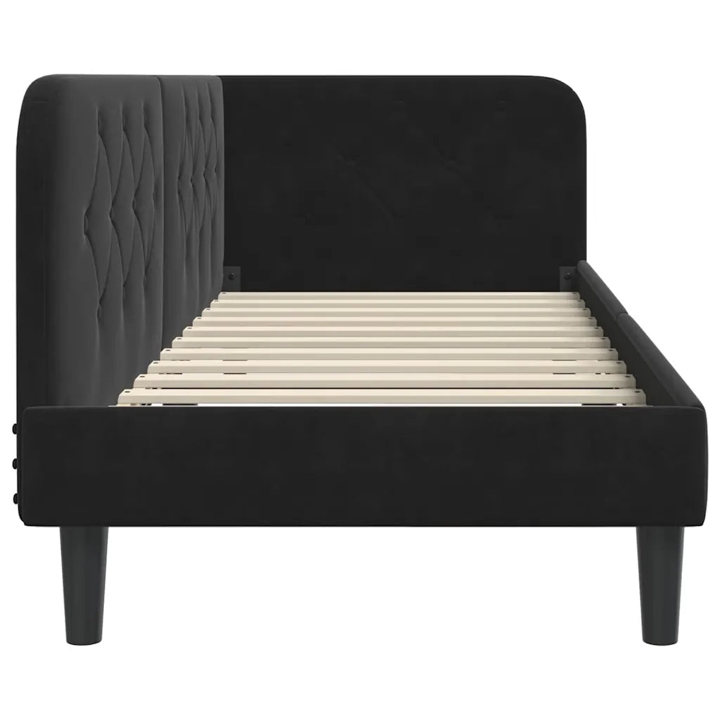 Cornice del letto ad angolo Nero 80 x 200 cm Velluto