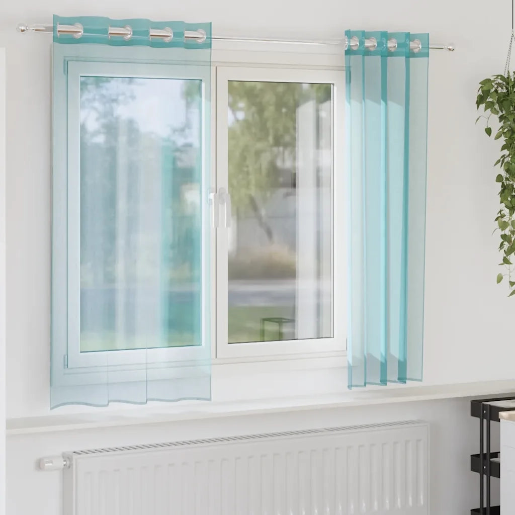 Tende in Voile con Occhielli 2 pz Turchese