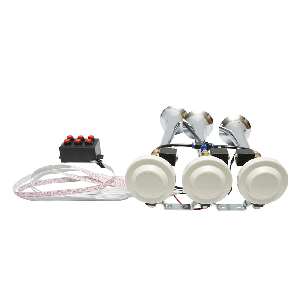 Clacson a 3 trombe 24V con 6 melodie per compressore d’aria