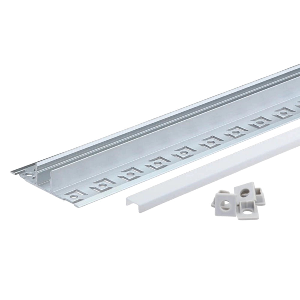 Profilo in alluminio per striscia led grigio lunghezza 2 metri