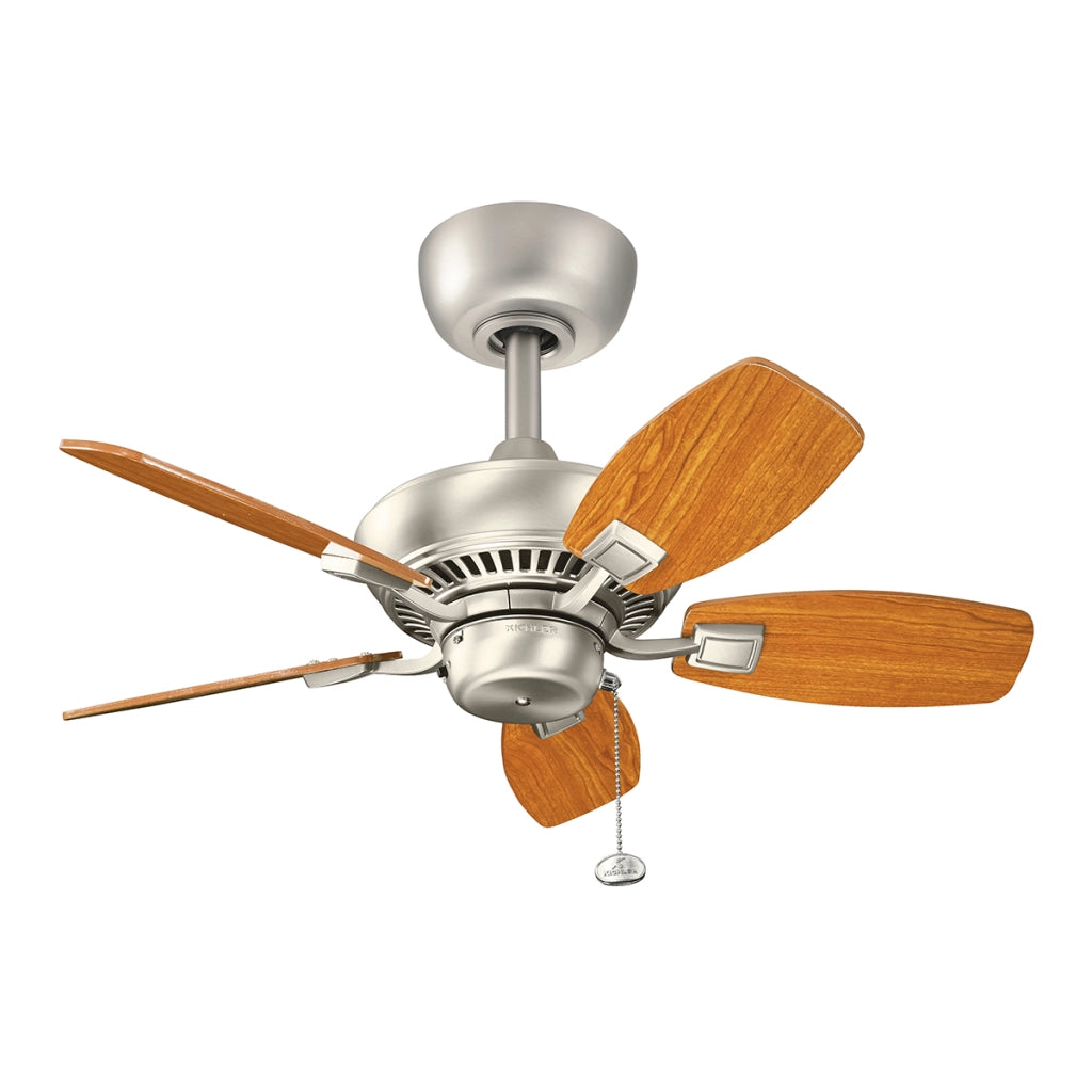 Ventilatore soffitto Kichler Canfield 76cm nichel spazzolato noce