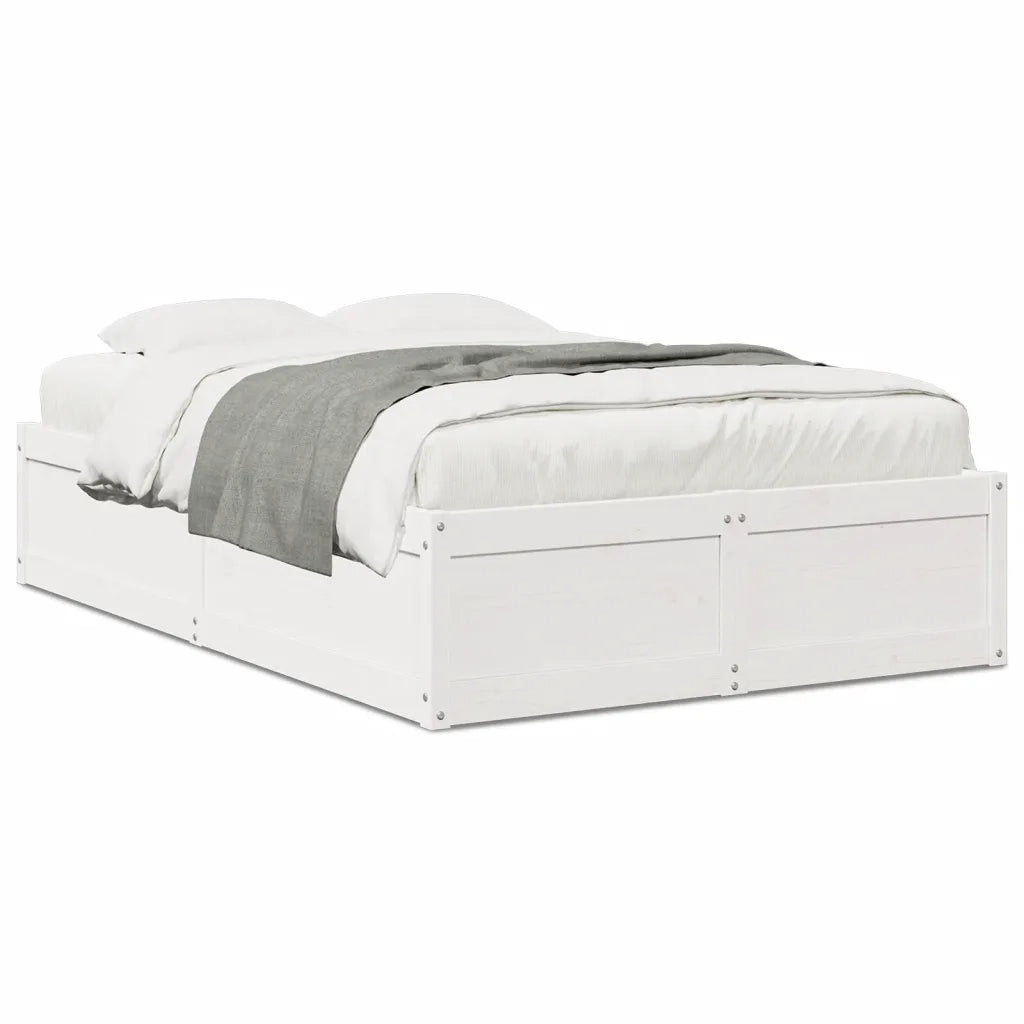 Letto senza Materasso-Struttura Letto Bianco 135x190 cm Legno Massello di Pino 439969