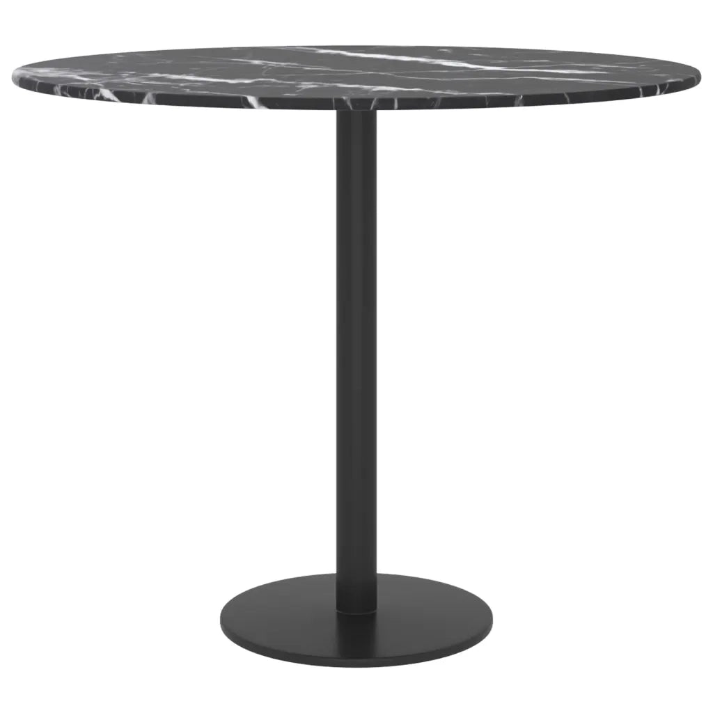 Piano per Tavolo Nero Ø50x0,8 cm Vetro Temperato Design Marmo 322263