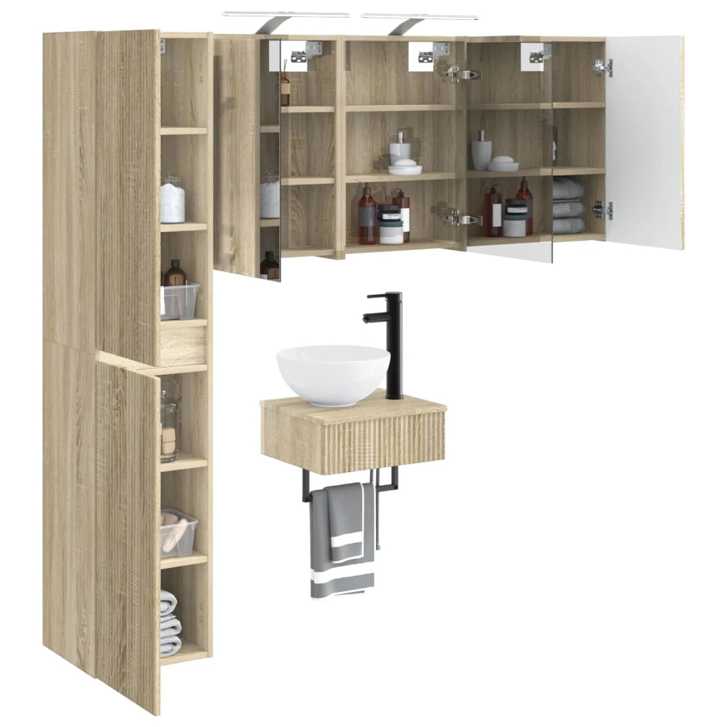 Set di mobili per il bagno 5 pz Rovere Sonoma 3407249