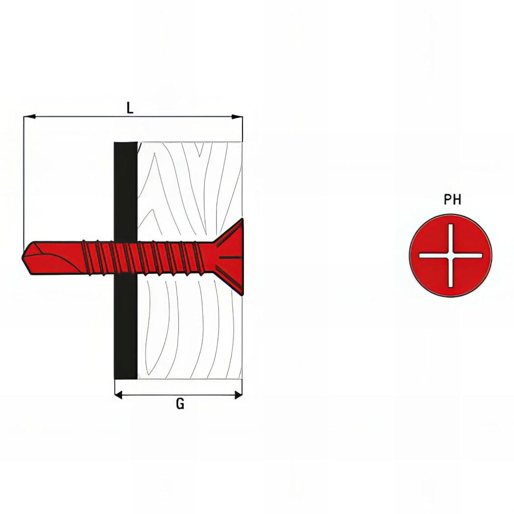 Vite autoperforante a testa svasata, crociforme, 4.8 x 50 mm, scatola da 250, TFAC48050, la soluzione efficace e pratica per un fissaggio rapido e solido