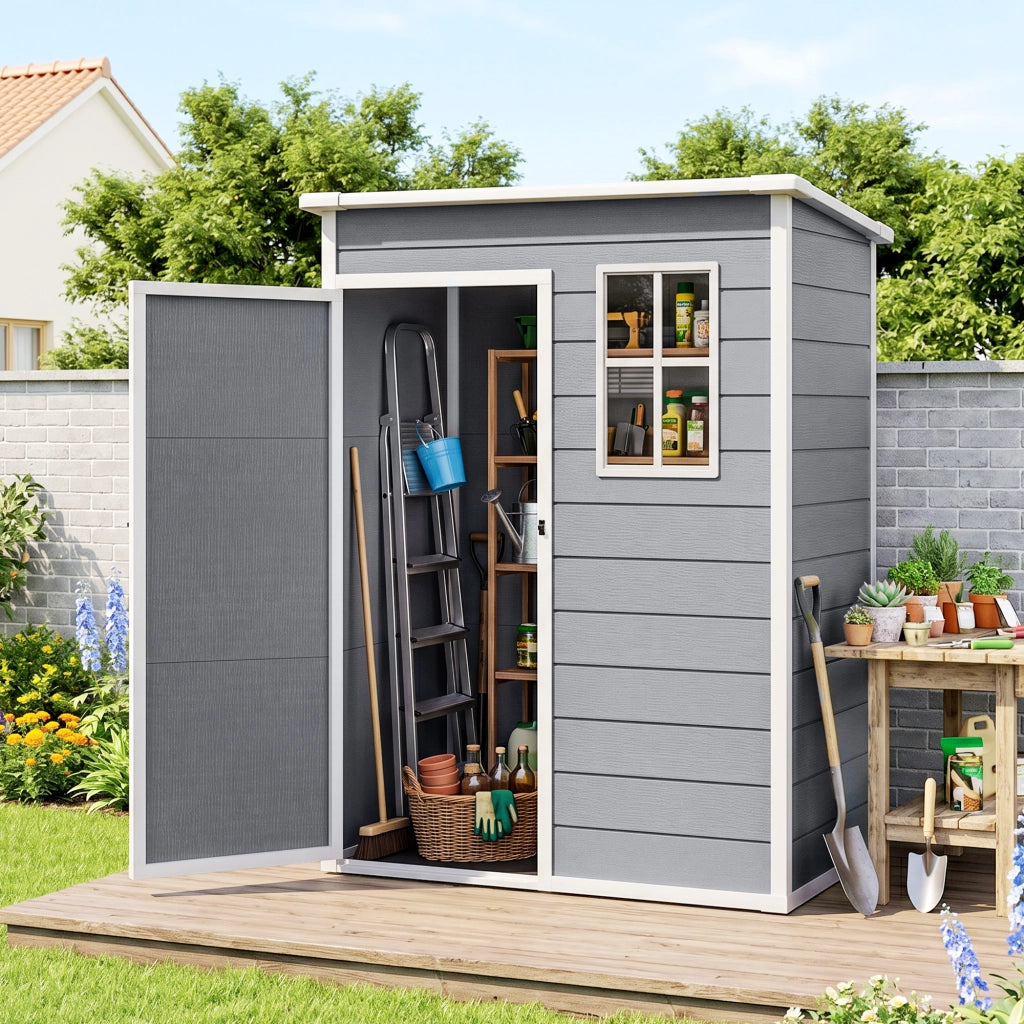 Casetta da giardino ¨C zephmum ¨C 151x92x193 cm, grigio, plastica
