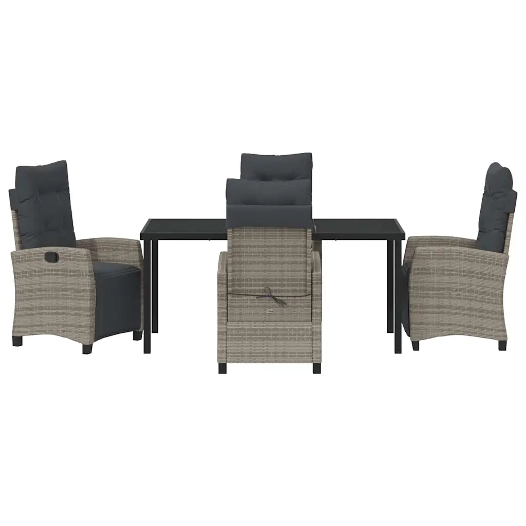 Set da Pranzo per Giardino con cuscino 5 pcs Grigio polyrattan