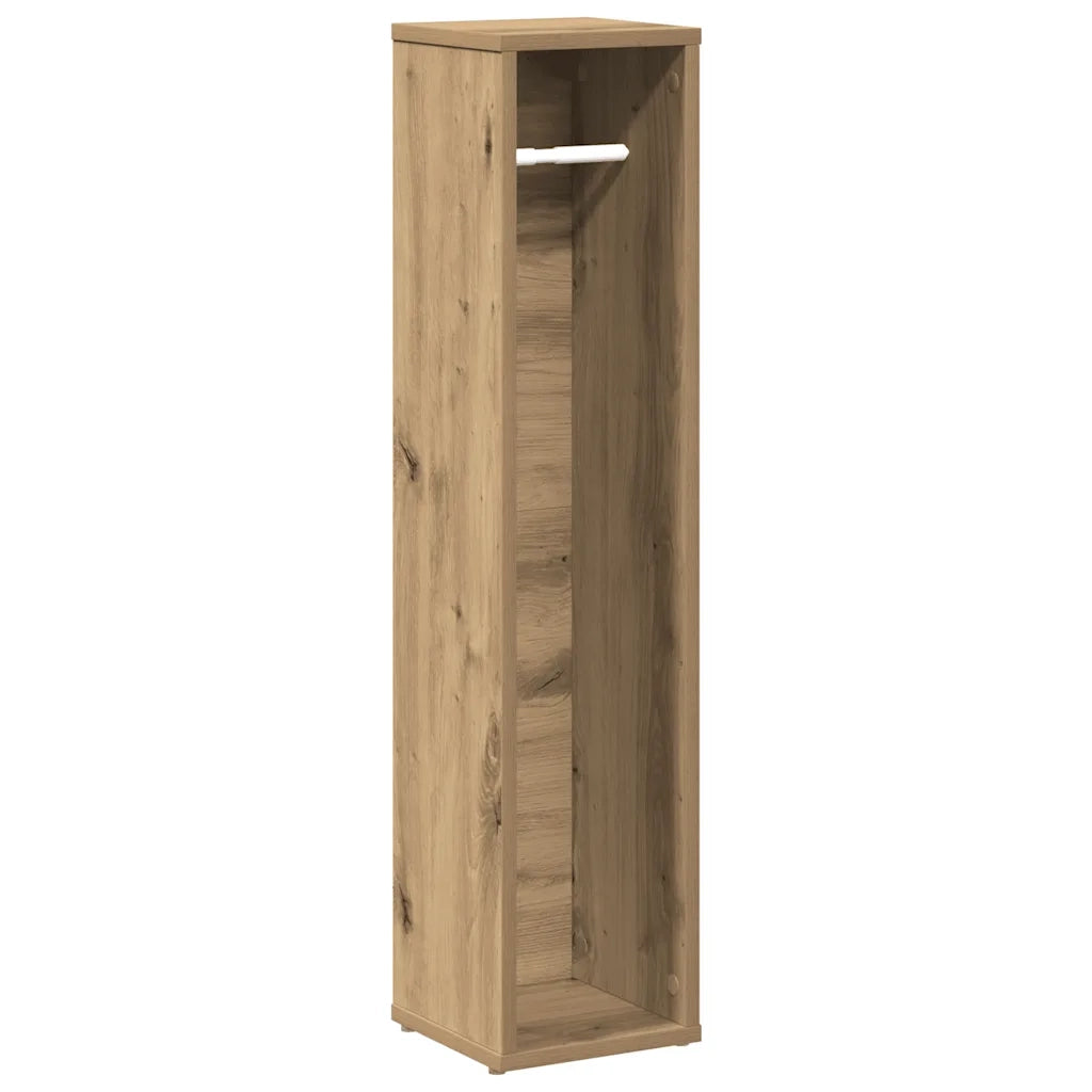 Mobiletto da bagno con portarotolo finitura rovere artigianale 20,5x20x90 cm 858514