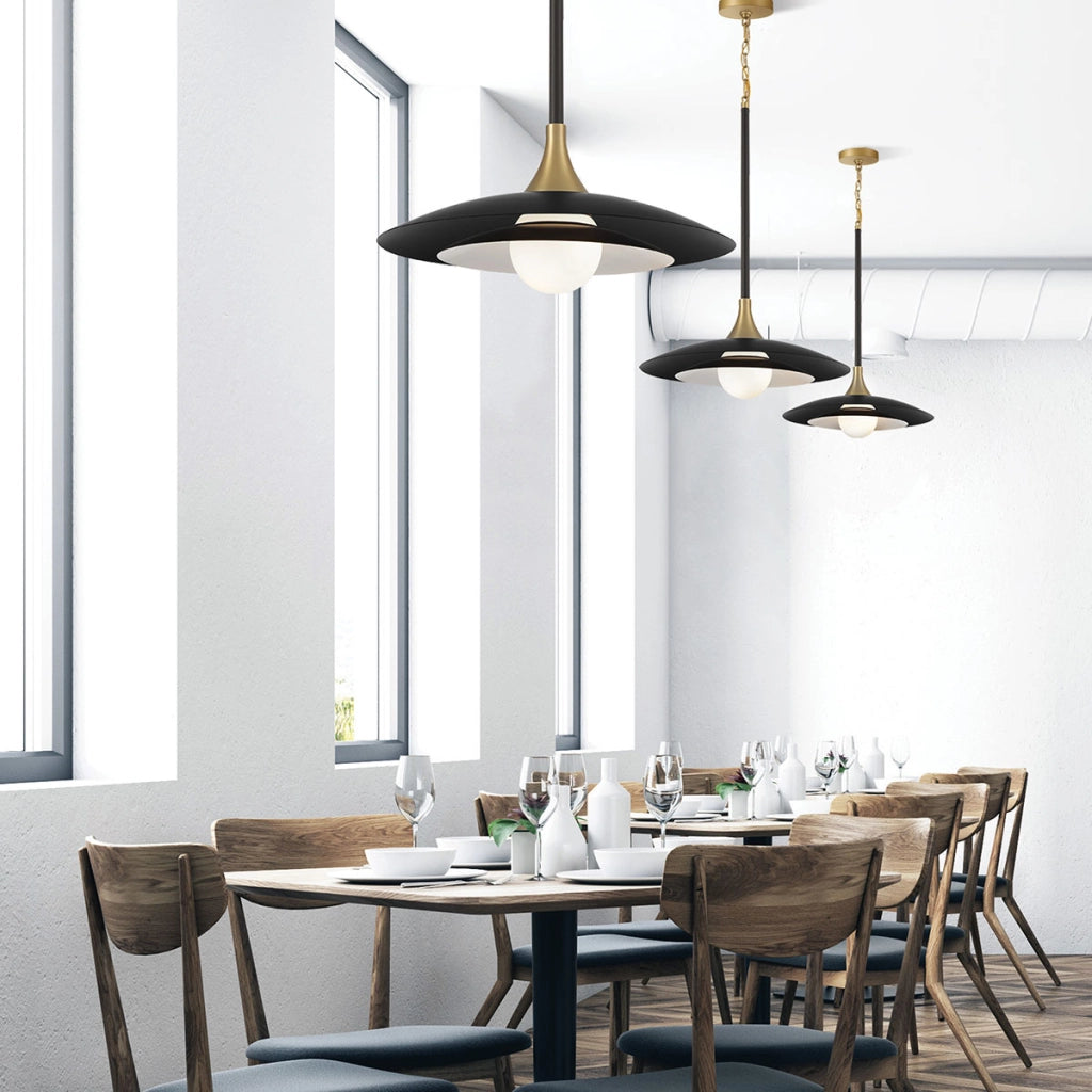 Lampada a sospensione moderna nero-oro LED 15W Welsh