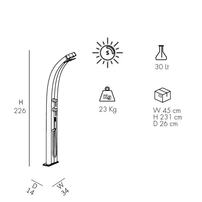 Doccia Solare In Alluminio Dada 40 Litri Con Miscelatore E Doccetta Mobile  Colore Verde Scuro Cv-D340/6016