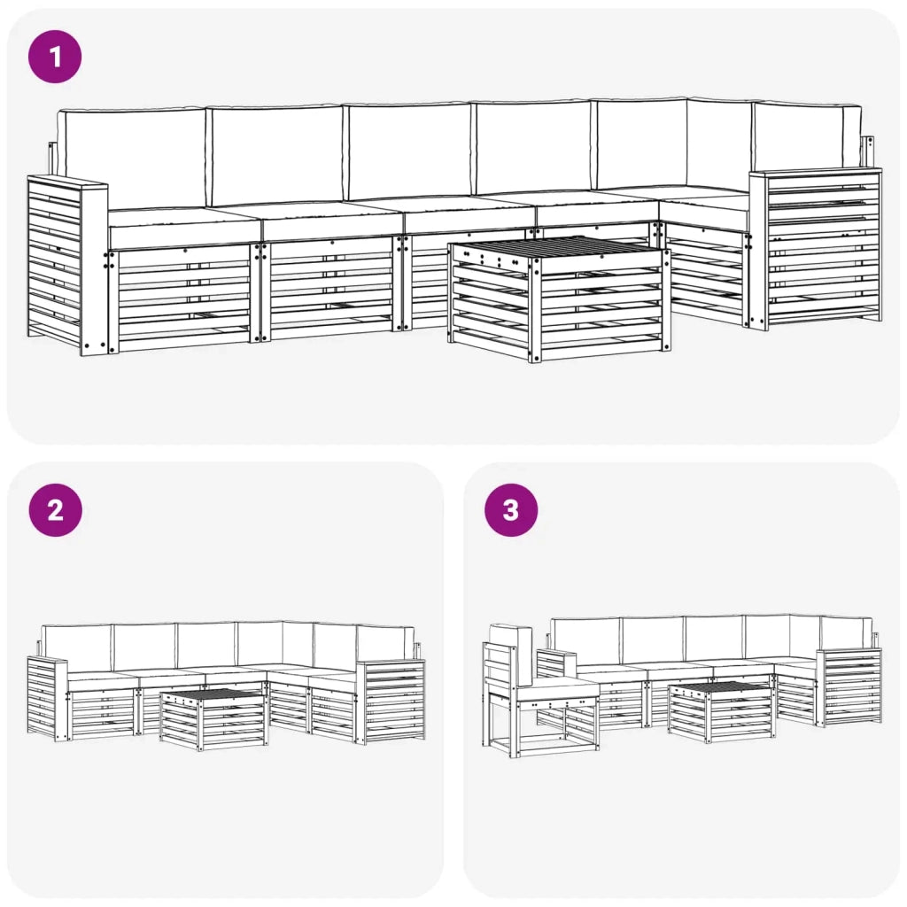 Set divano sezionale con cuscino 7 pcs Grigio Naturale e Chiaro 3374936