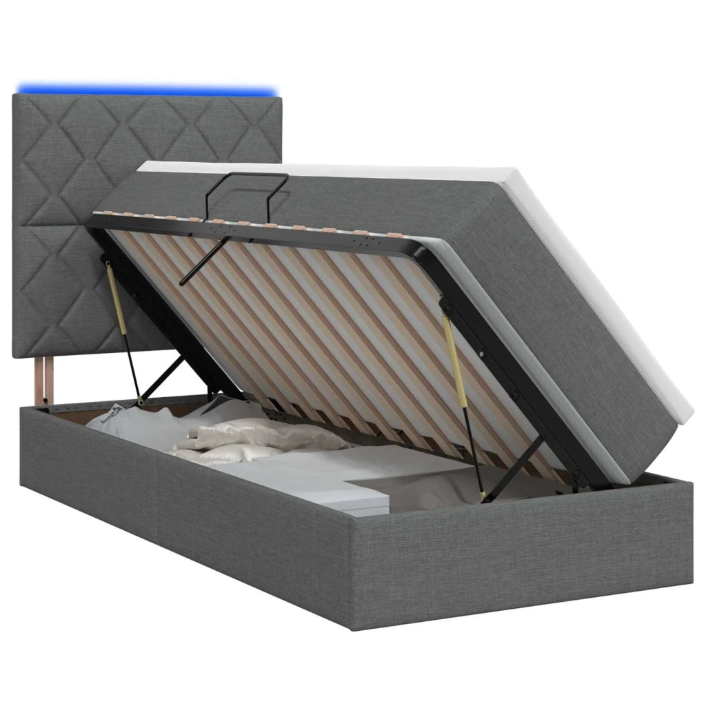 Letto con contenitore LED e materasso Grigio Scuro 90 x 190 cm 3459976