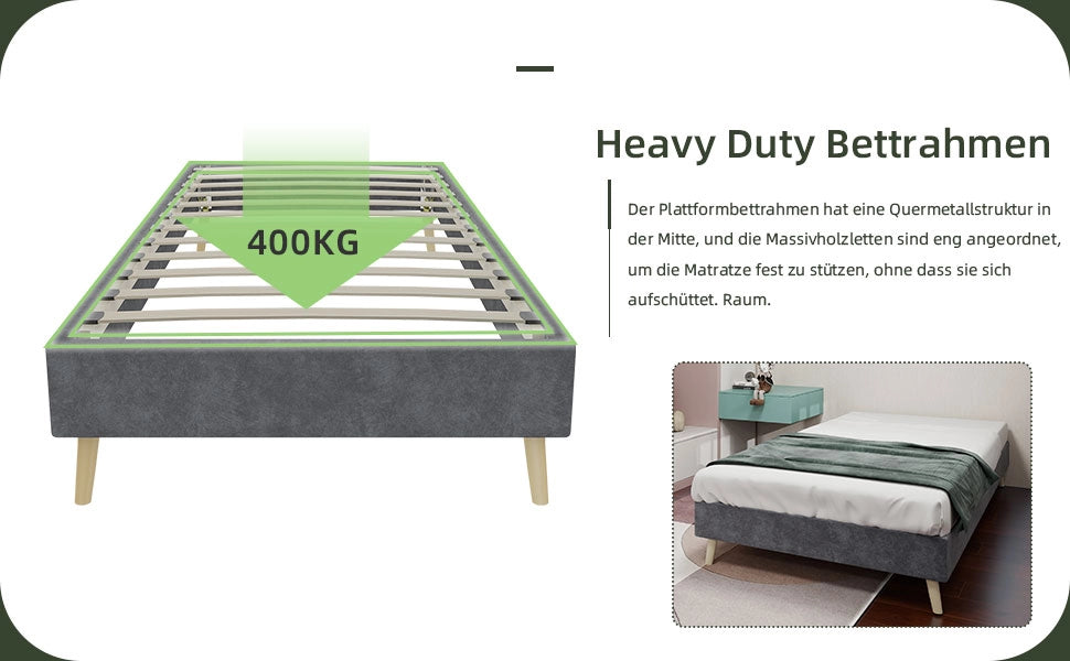 Letto imbottito - Xylo - 90x200 cm - Grigio velluto