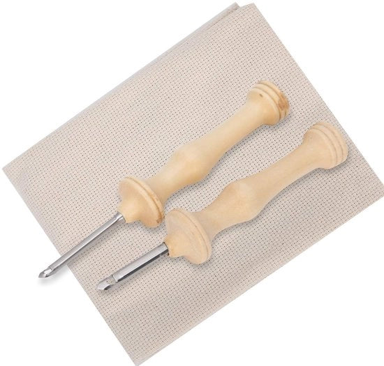 Set di Stoffe per Pizzo 2 Pezzi - Pizzo per Abiti - Penna per Pizzo - Manico in Legno - Progettazione Ergonomica - Tessuto in Cotone Sostenibile - Panno per Pizzo