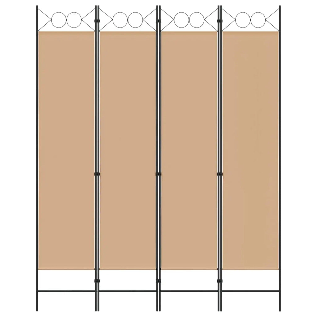 Divisorio Ambienti | Divider per stanze | Paravento a 4 Pannelli Beige 160 x 200 cm Tessuto