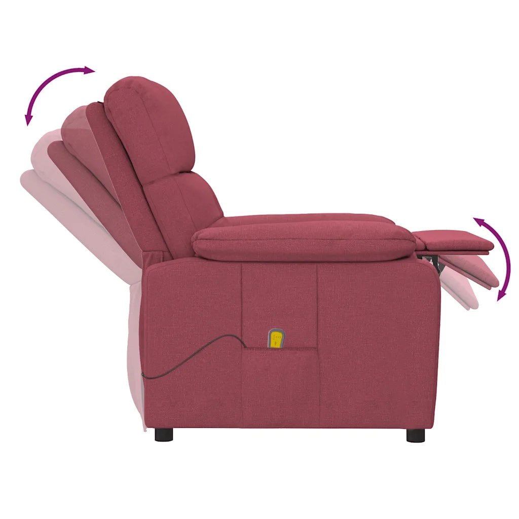 Poltrona Massaggiante Elettrica Rosso Vino in Tessuto 289675
