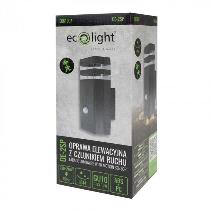 Applique esterna PIR antracite 1xGU10 IP44 Ecolight