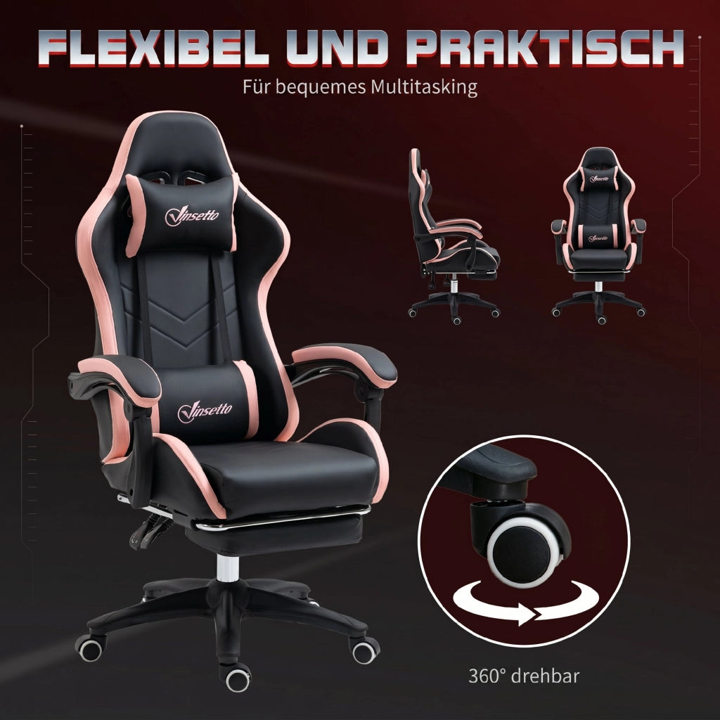 Sedia da ufficio gaming ¨C Xylo ¨C rosa nero con supporto lombare e testa