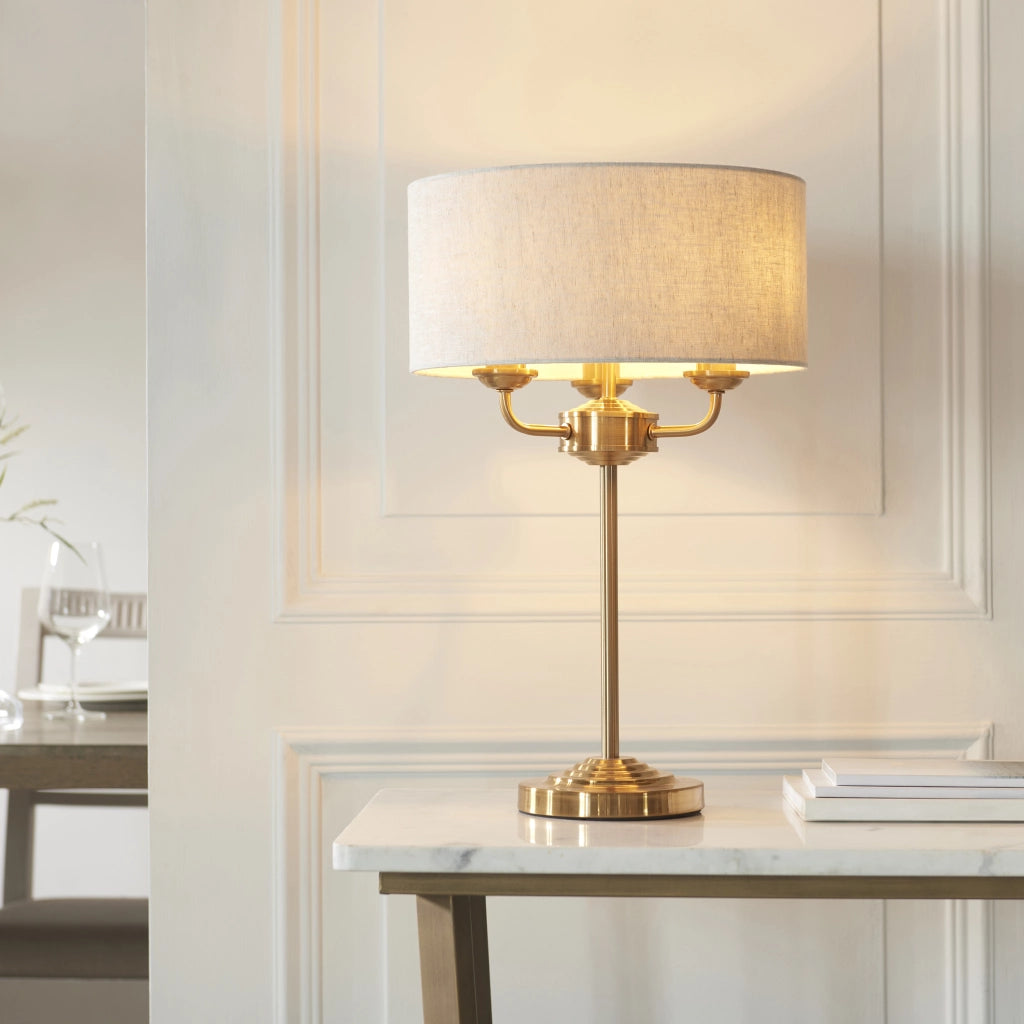Lampada da tavolo Highclere 3 luci ottone vintage E14