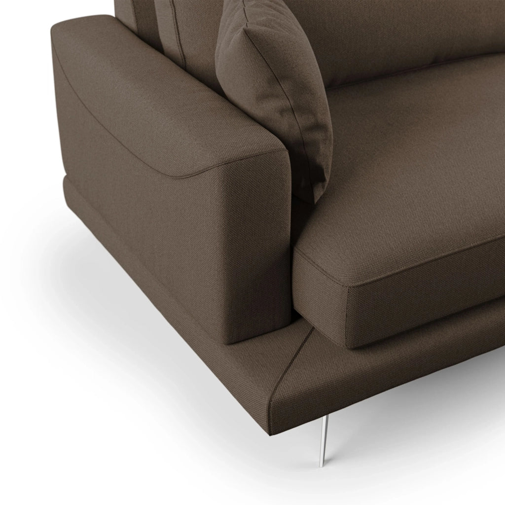 Dorian Divano moderno in tessuto morbido antimacchia T05 198 cm marrone