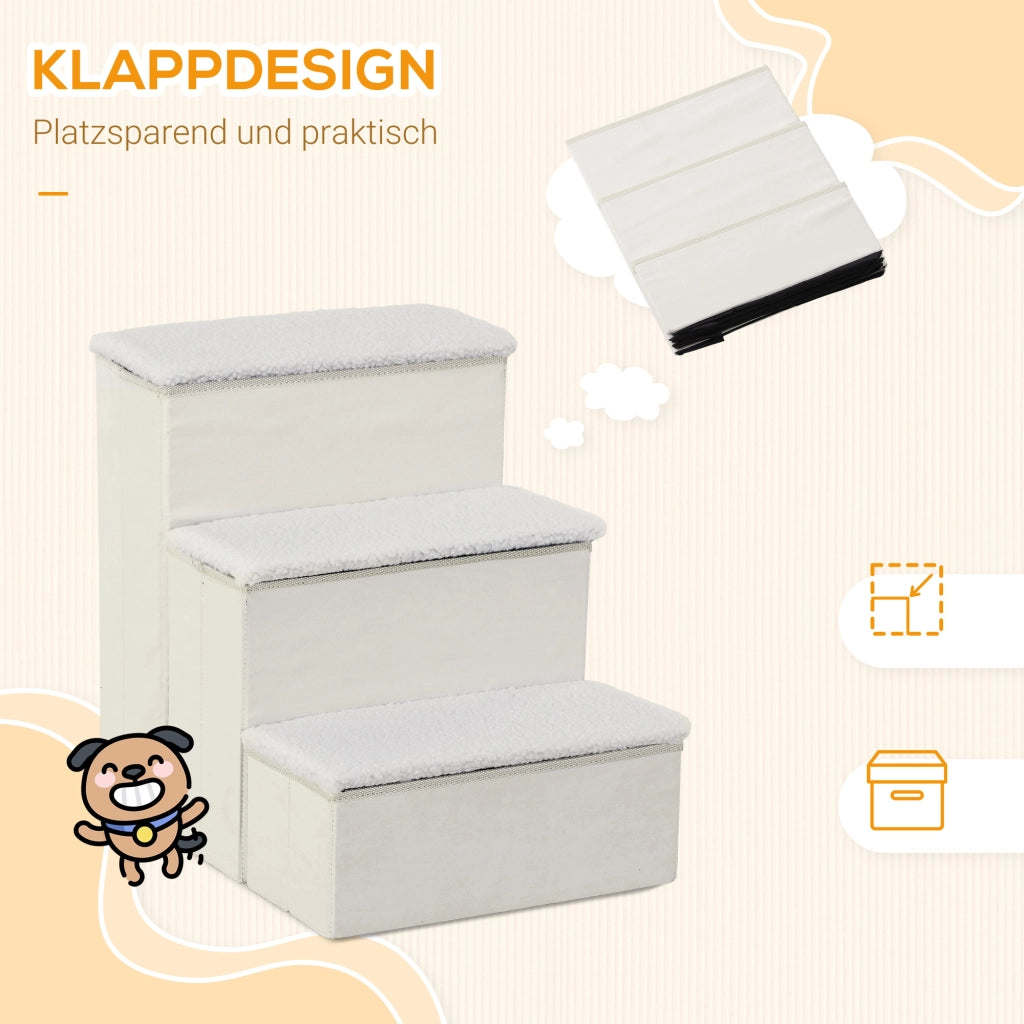 Scala per Animali Domestici 3 Gradini ¨C Minimal ¨C Bianco 48 cm