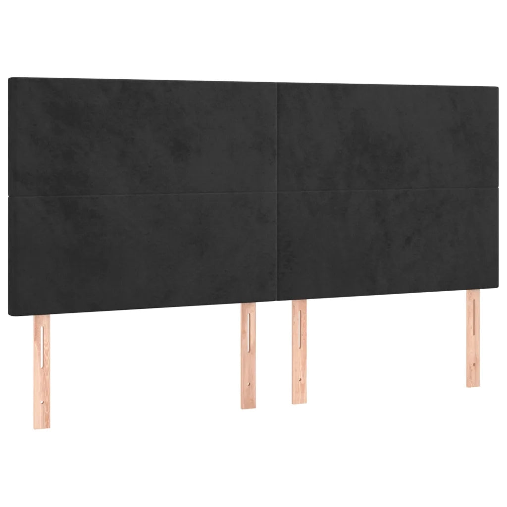 Testiera a LED Nera 180x5x118/128 cm in Velluto 3122206