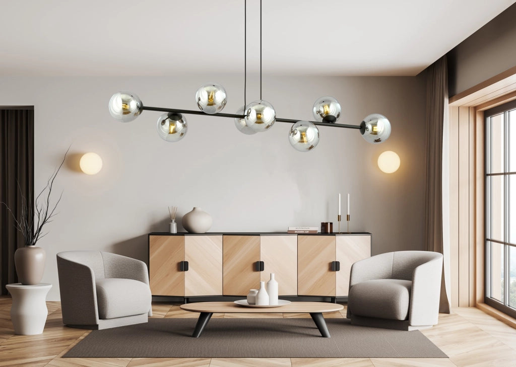 Lampadario Emibig Rossi nero/grafite 8xE14 vetro metallo
