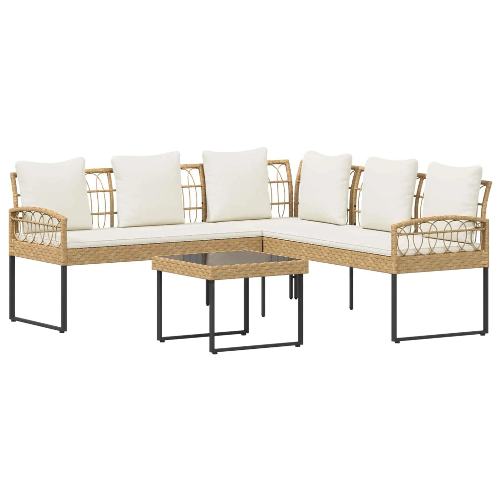 Set di Divano da Giardino con cuscino 2 pcs Naturale