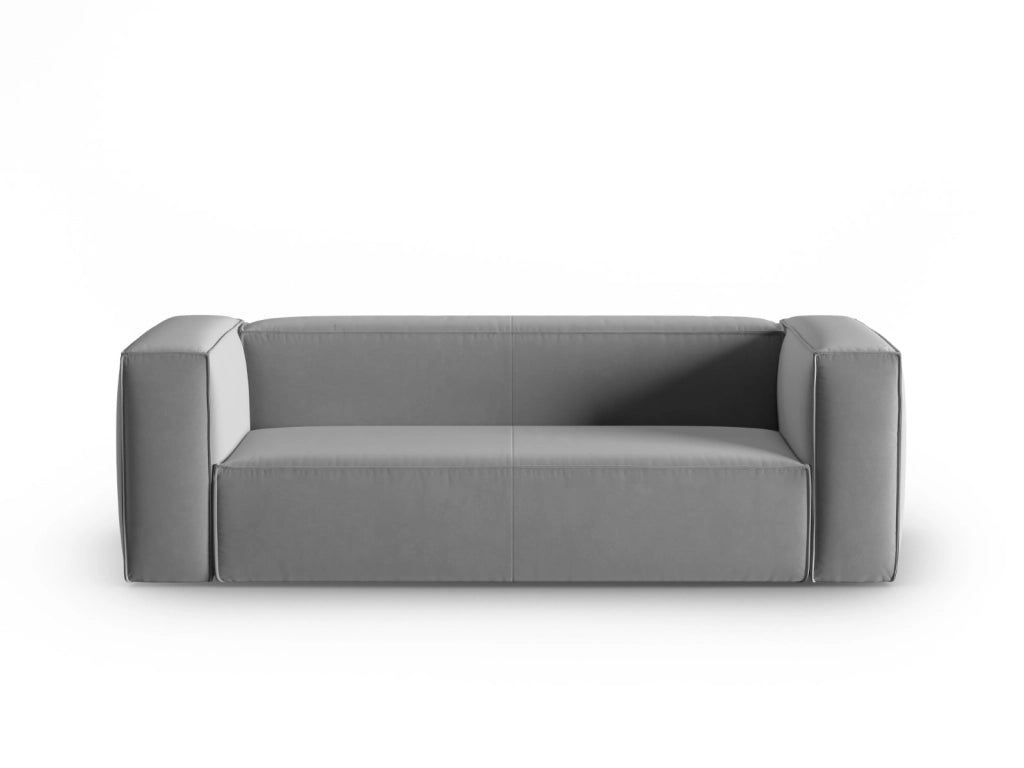 Cosmopolitan Design - Divano "Mackay" 3 posti in velluto grigio chiaro 