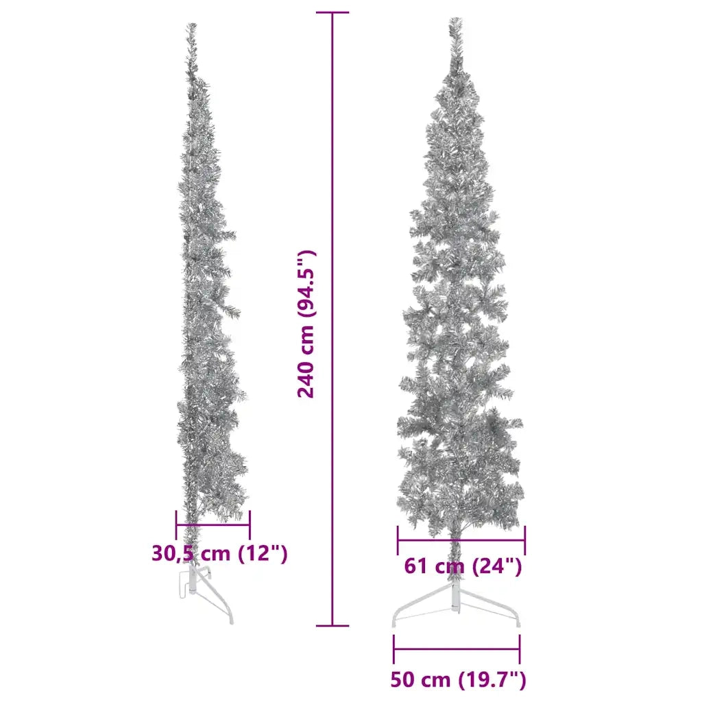 Albero Natale | Decorazioni natalizie Artificiale Sottile a Met¨¤ Supporto Argento 240cm