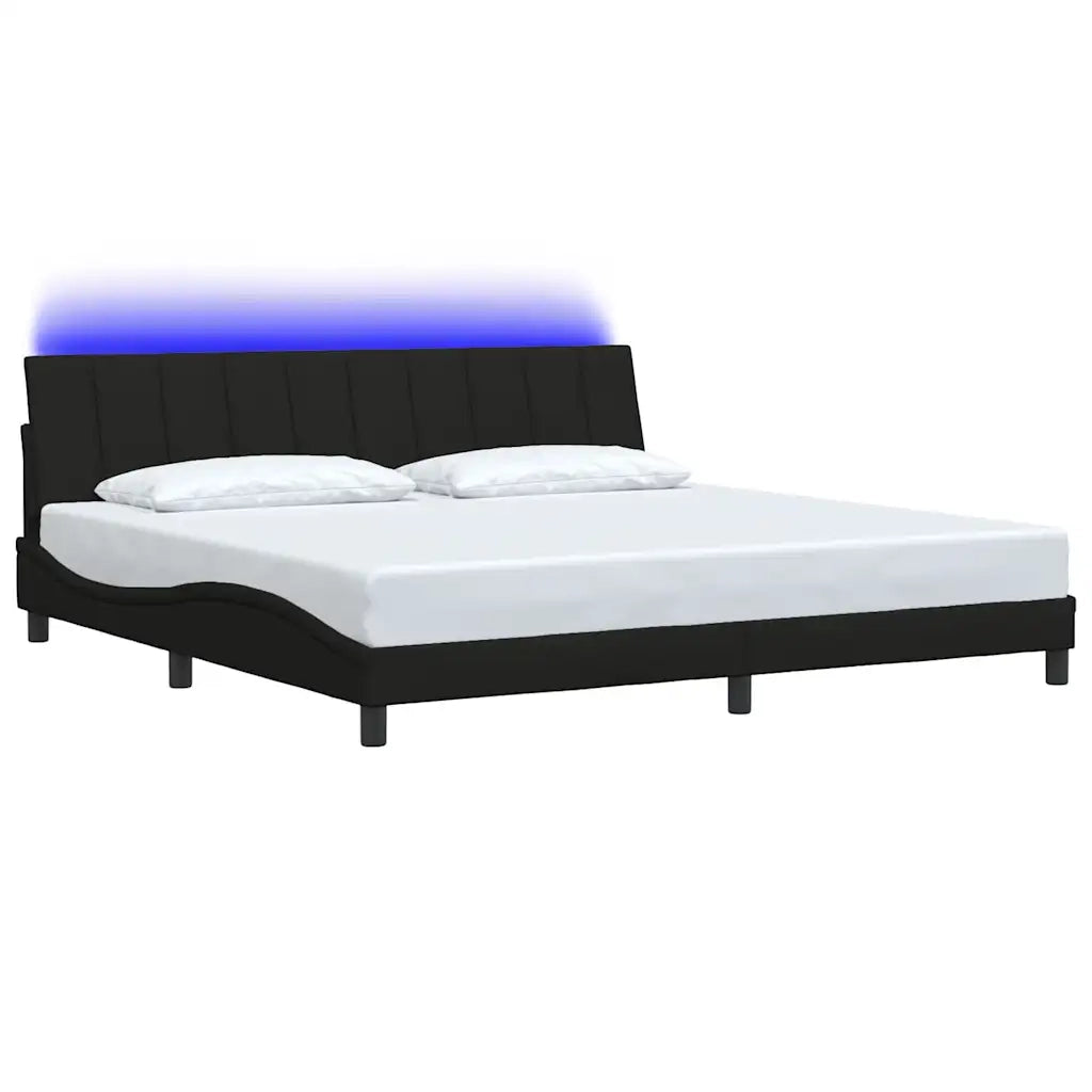Letto matrimoniale | Letto per adulti | Giroletto senza Materasso Hanko Nero 200x200 cm in Tessuto