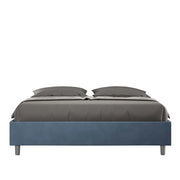 BS COM Letto matrimoniale king size con rete imbottito 170x190 microfibra blu