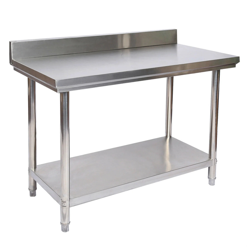 Tavolo da lavoro in acciaio inox con bordo di protezione 120 x 60 x 85 cm 16_0002500