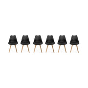 Set 6 sedie scandinave imbottite, gambe in legno per sala da pranzo,