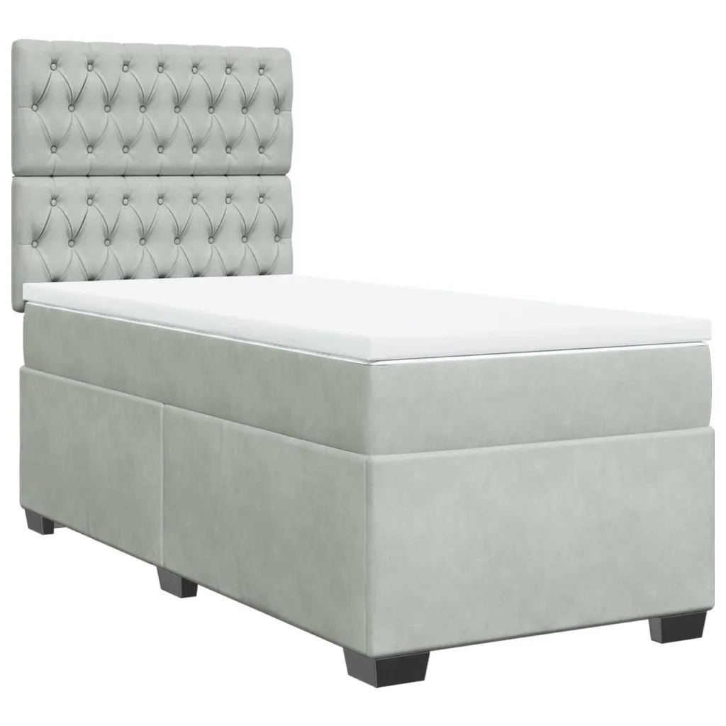 Giroletto a Molle con Materasso Grigio Chiaro 100x200cm Velluto 3290840