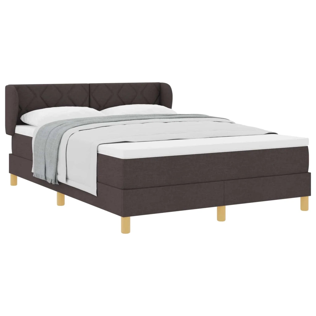 Letto a molle con materasso Marrone Scuro 160 x 200 cm Tessuto 3340286